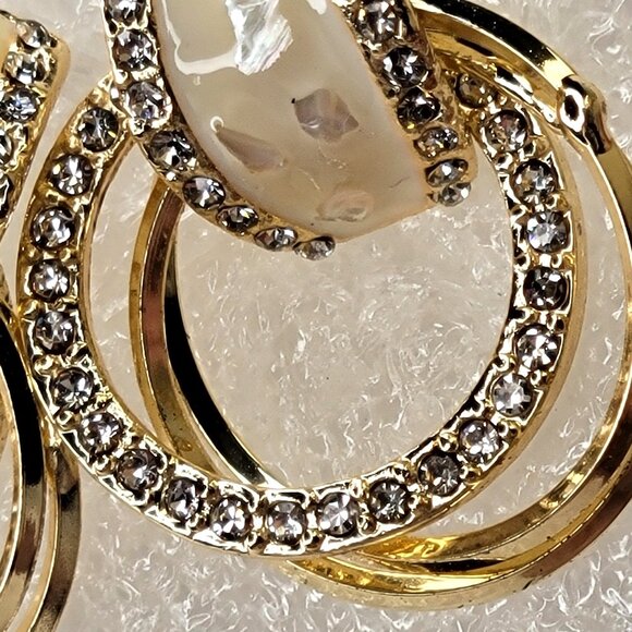 Gold Silver and Crystal Earrings - Picture 4 of 11